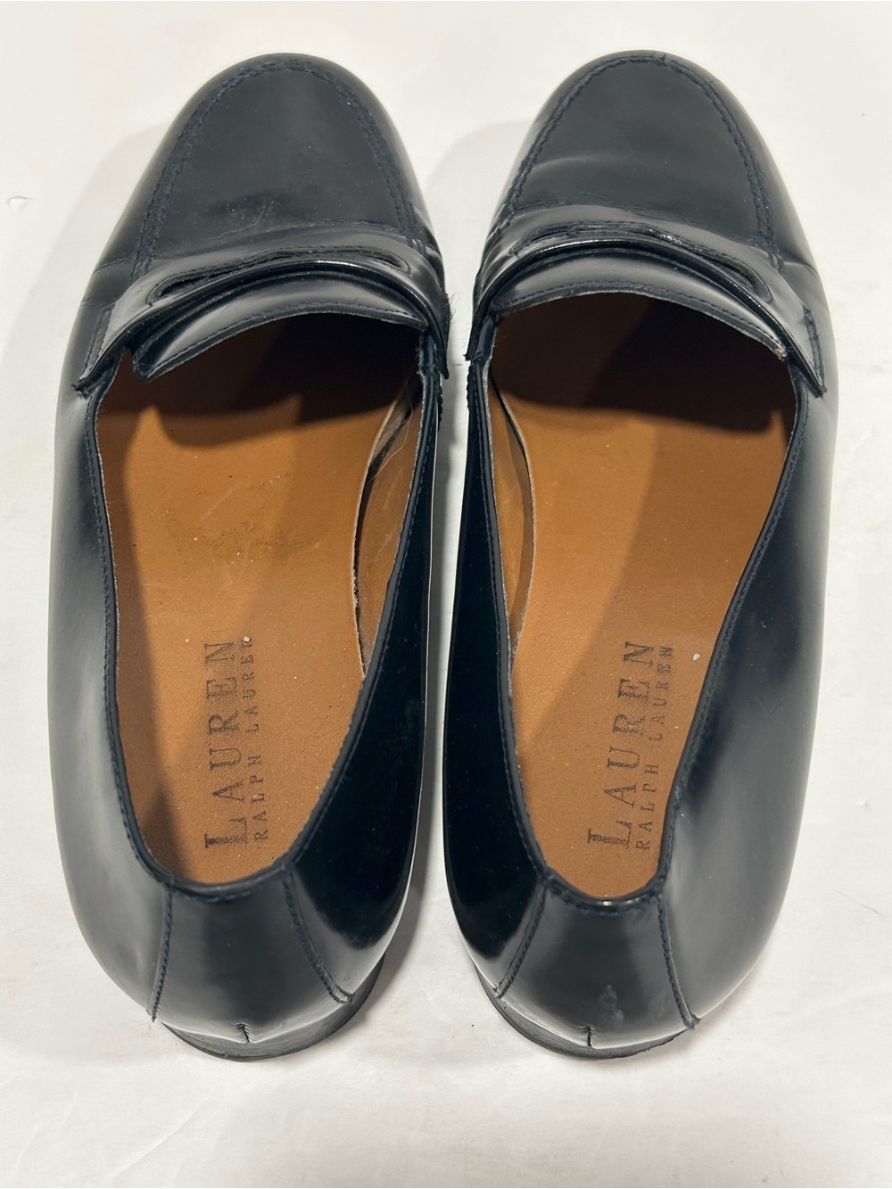 Lauren Ralph Lauren Black Leather Penny Loafers Made in Brazil Size 6.5 Vintage - Picture 5 of 12